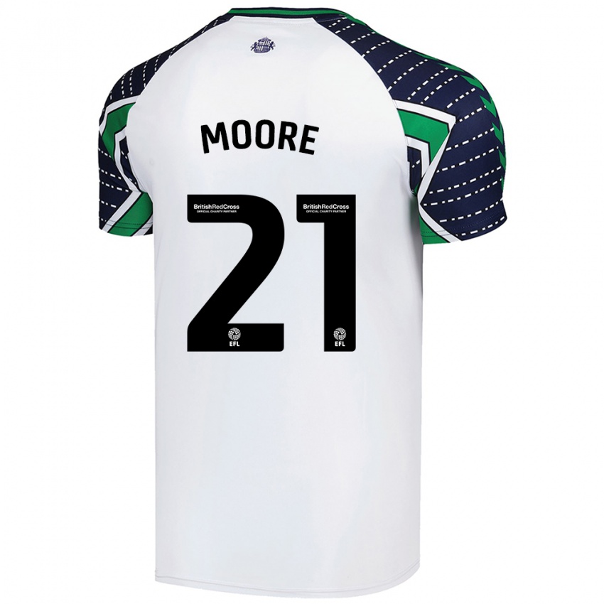 Kinder Simon Moore #21 Weiß Auswärtstrikot Trikot 2024/25 T-Shirt