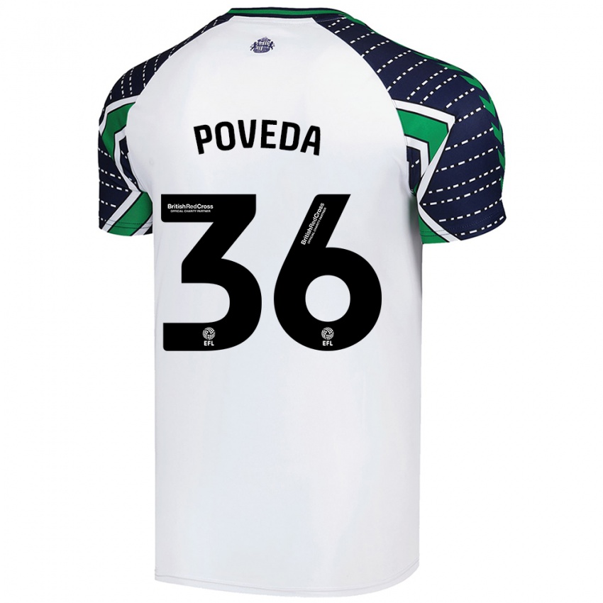 Kinder Ian Poveda #36 Weiß Auswärtstrikot Trikot 2024/25 T-Shirt