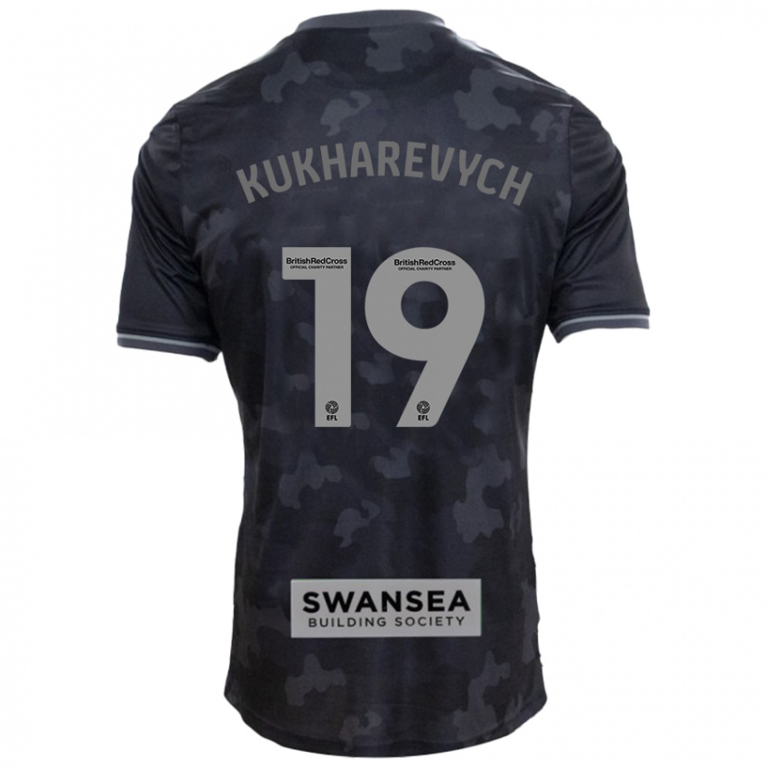 Kinder Mykola Kukharevych #19 Schwarz Auswärtstrikot Trikot 2024/25 T-Shirt