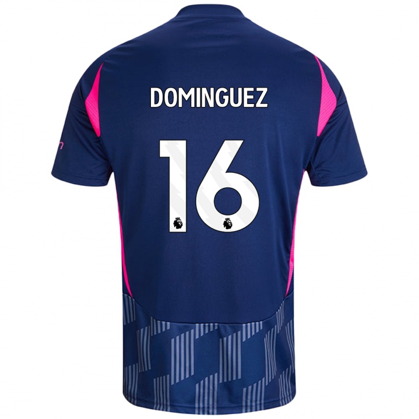 Kinder Nicolás Domínguez #16 Königsblau Rosa Auswärtstrikot Trikot 2024/25 T-Shirt