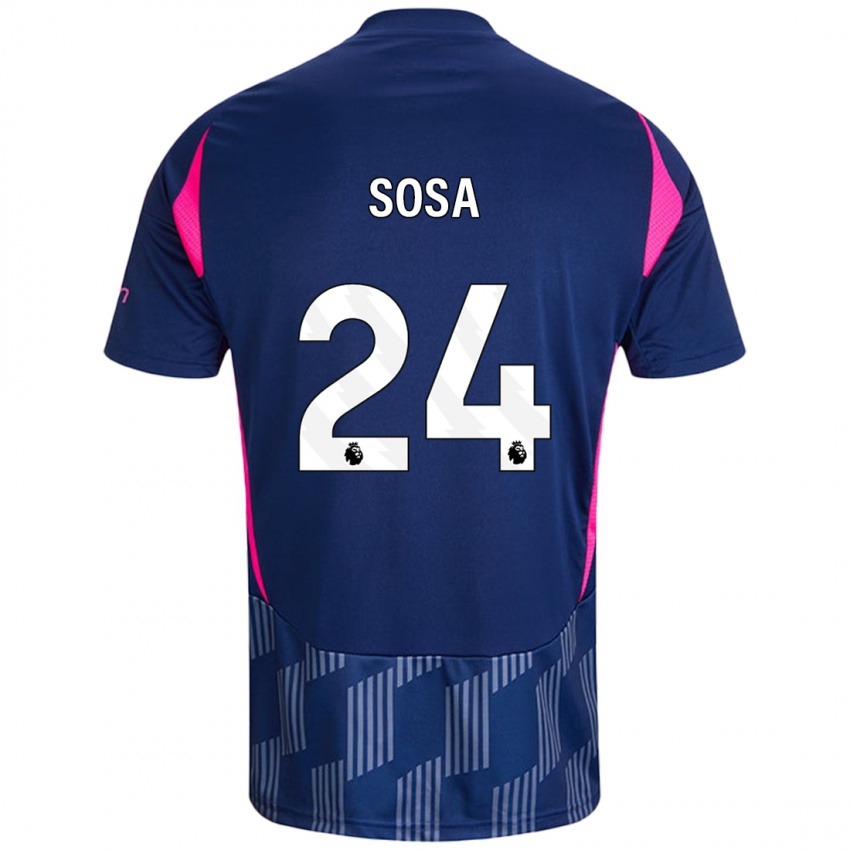 Kinder Ramón Sosa #24 Königsblau Rosa Auswärtstrikot Trikot 2024/25 T-Shirt