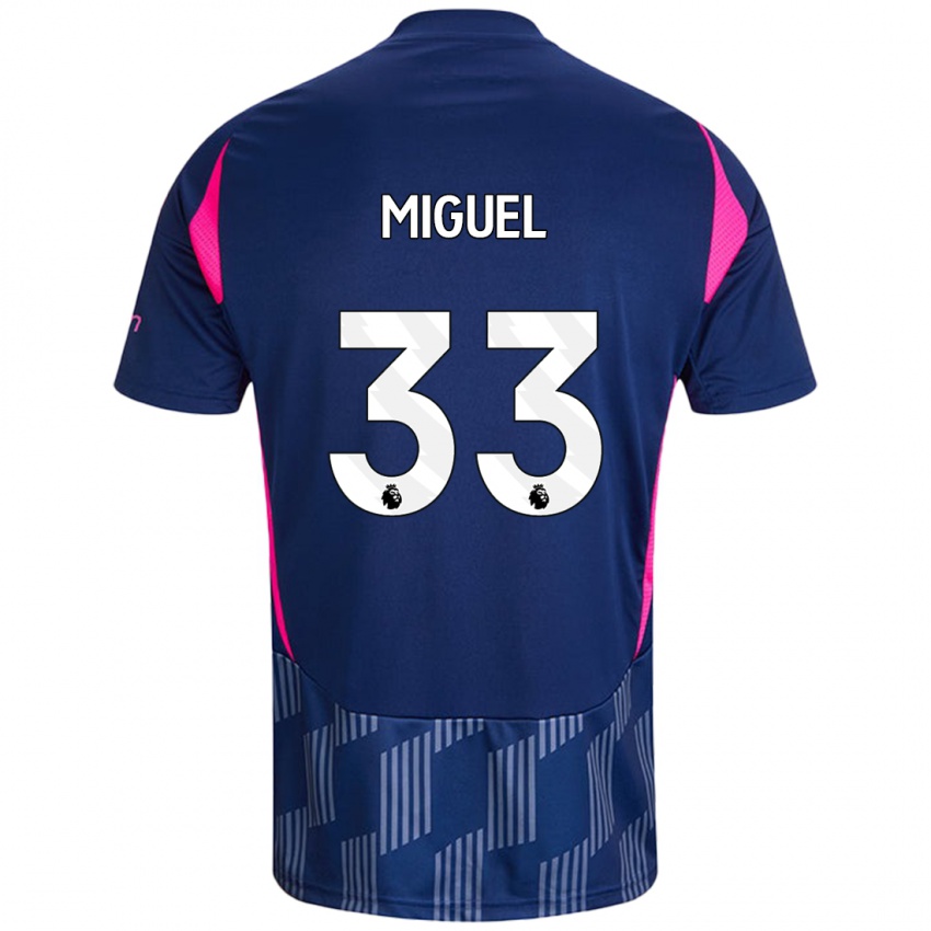 Kinder Carlos Miguel #33 Königsblau Rosa Auswärtstrikot Trikot 2024/25 T-Shirt