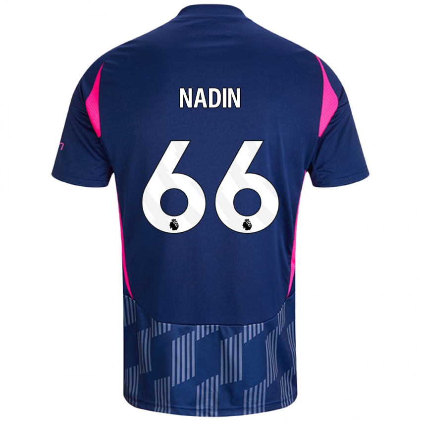 Kinder Jack Nadin #66 Königsblau Rosa Auswärtstrikot Trikot 2024/25 T-Shirt