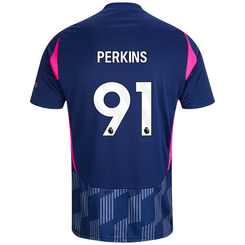 Kinder Jack Perkins #91 Königsblau Rosa Auswärtstrikot Trikot 2024/25 T-Shirt