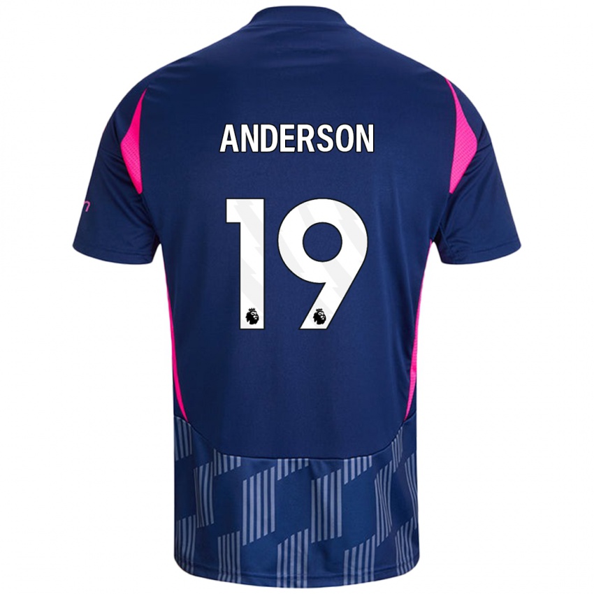 Kinder Becky Anderson #19 Königsblau Rosa Auswärtstrikot Trikot 2024/25 T-Shirt