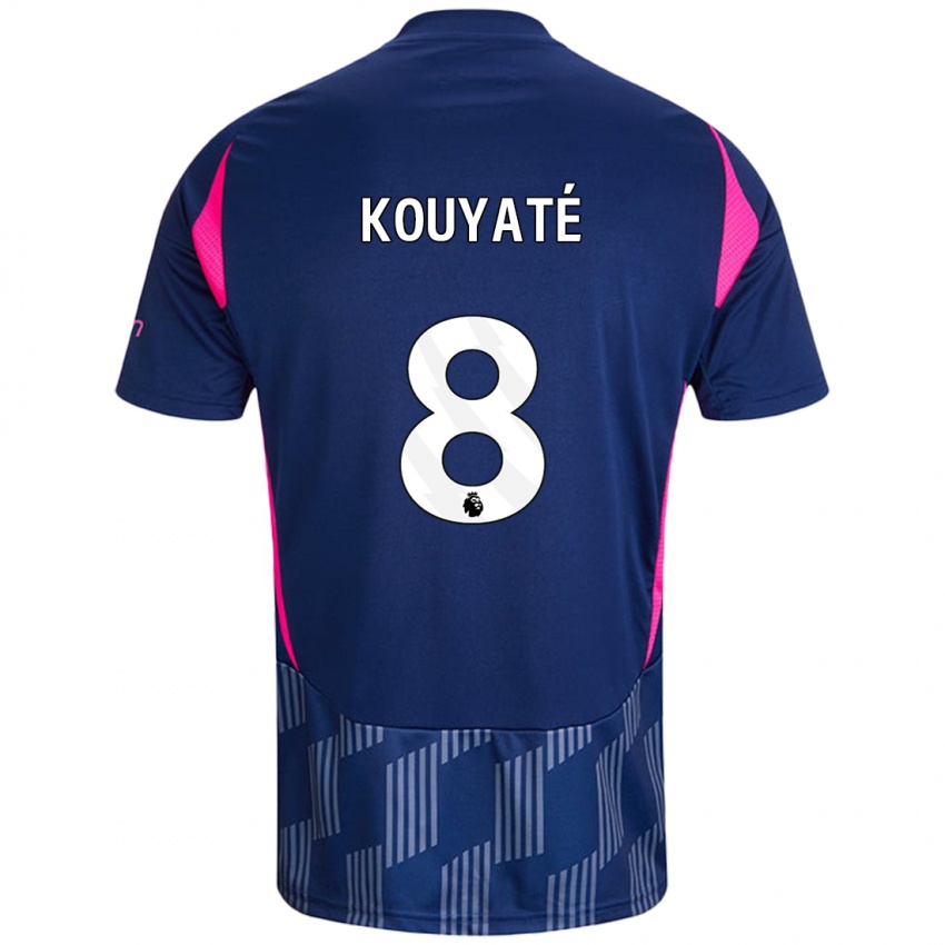 Kinder Cheikhou Kouyaté #8 Königsblau Rosa Auswärtstrikot Trikot 2024/25 T-Shirt