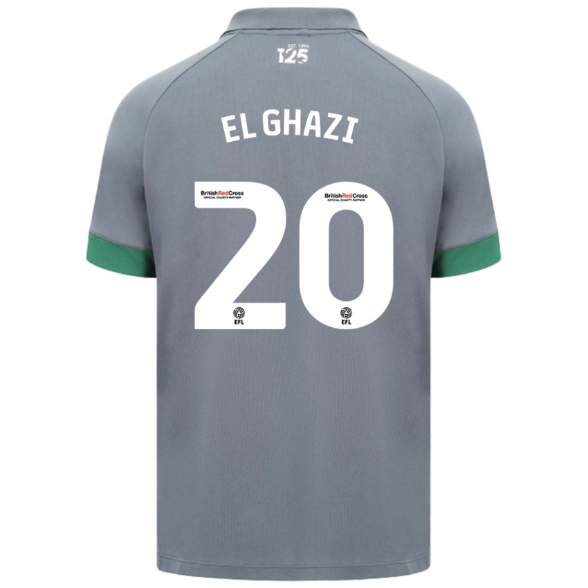 Kinder Anwar El Ghazi #20 Dunkelgrau Auswärtstrikot Trikot 2024/25 T-Shirt