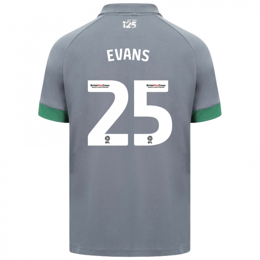 Kinder Kieron Evans #25 Dunkelgrau Auswärtstrikot Trikot 2024/25 T-Shirt