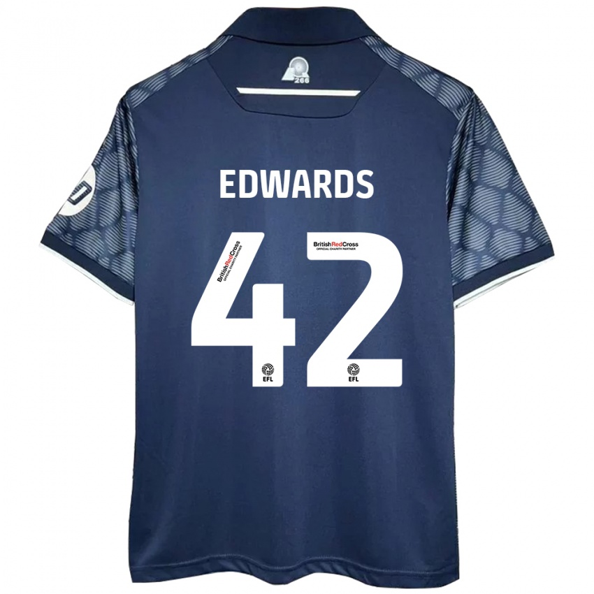 Kinder Callum Edwards #42 Schwarz Auswärtstrikot Trikot 2024/25 T-Shirt