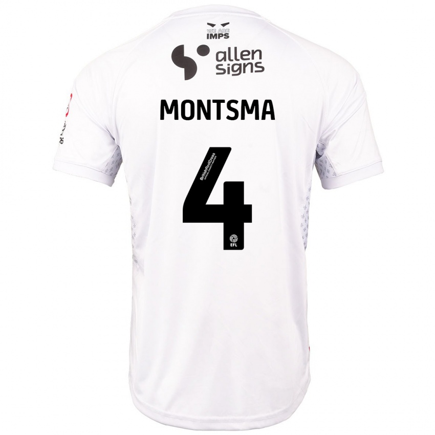 Kinder Lewis Montsma #4 Rot Weiß Auswärtstrikot Trikot 2024/25 T-Shirt