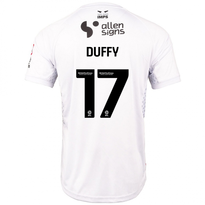 Kinder Dylan Duffy #17 Rot Weiß Auswärtstrikot Trikot 2024/25 T-Shirt