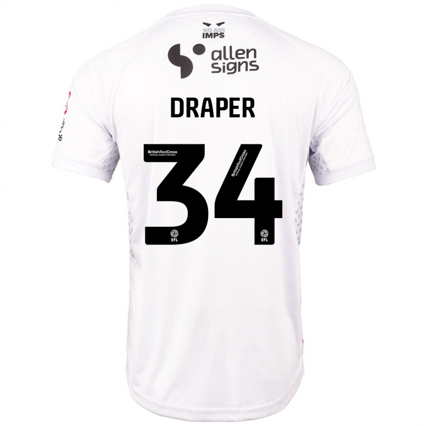 Kinder Freddie Draper #34 Rot Weiß Auswärtstrikot Trikot 2024/25 T-Shirt