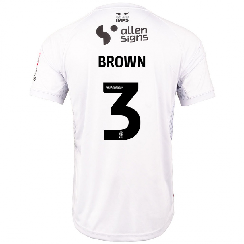 Kinder Jaden Brown #3 Rot Weiß Auswärtstrikot Trikot 2024/25 T-Shirt