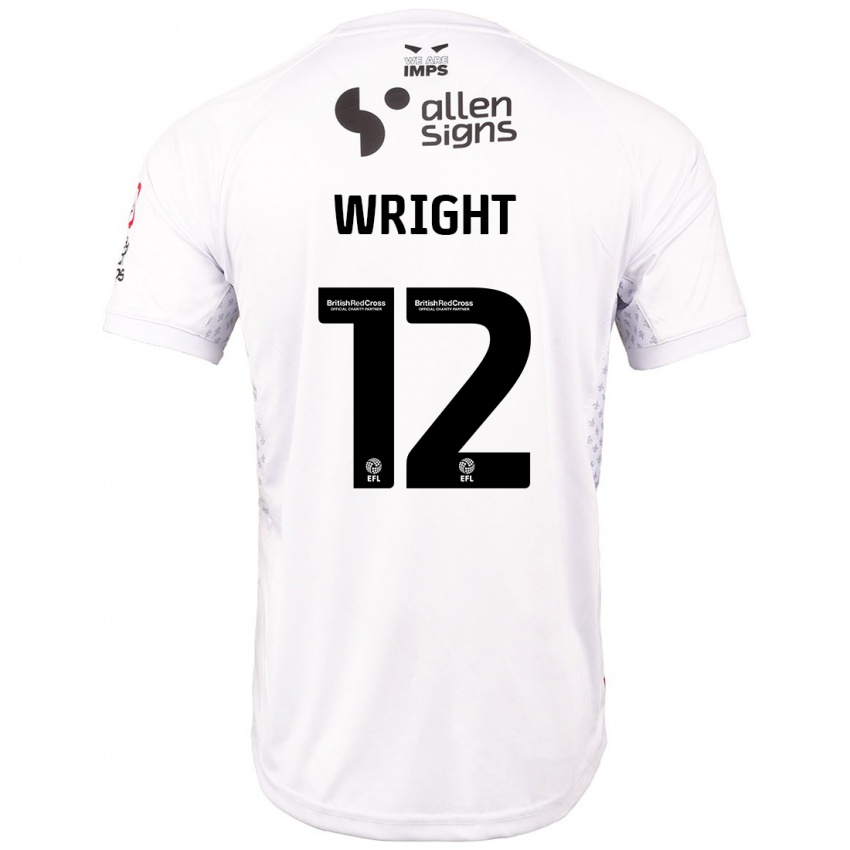 Kinder Jordan Wright #12 Rot Weiß Auswärtstrikot Trikot 2024/25 T-Shirt