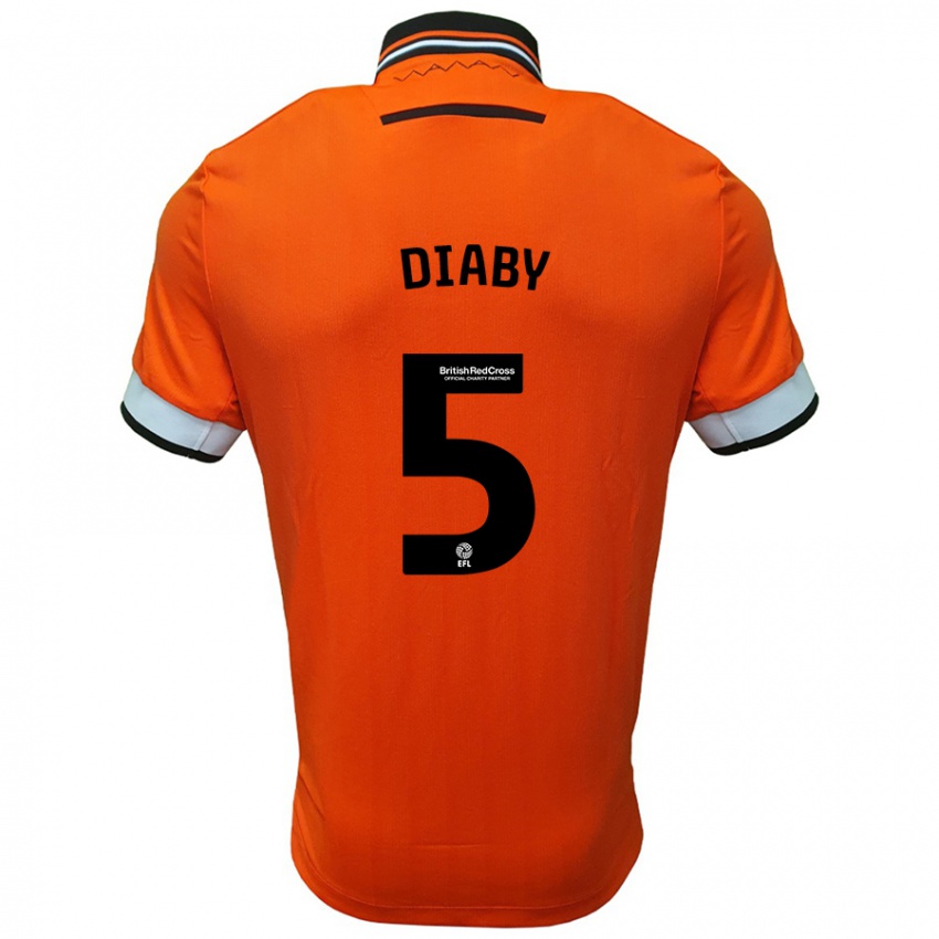 Kinder Bambo Diaby #5 Orange Weiß Auswärtstrikot Trikot 2024/25 T-Shirt