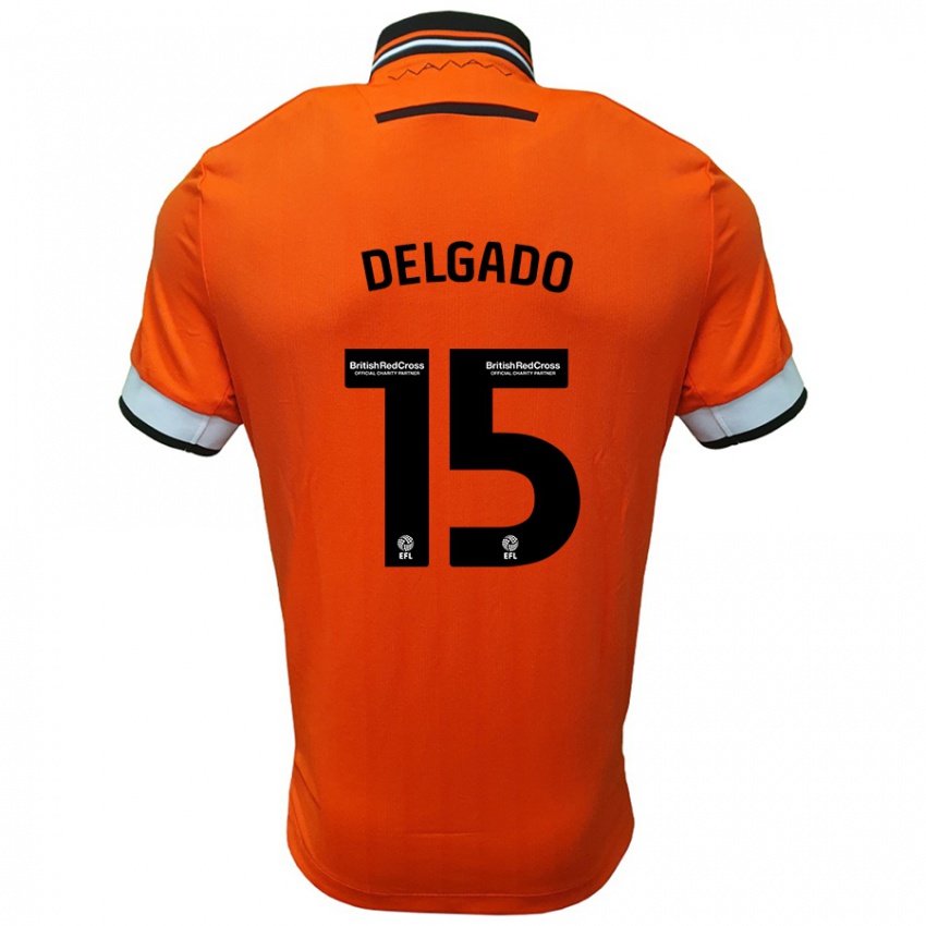 Kinder Juan Delgado #15 Orange Weiß Auswärtstrikot Trikot 2024/25 T-Shirt