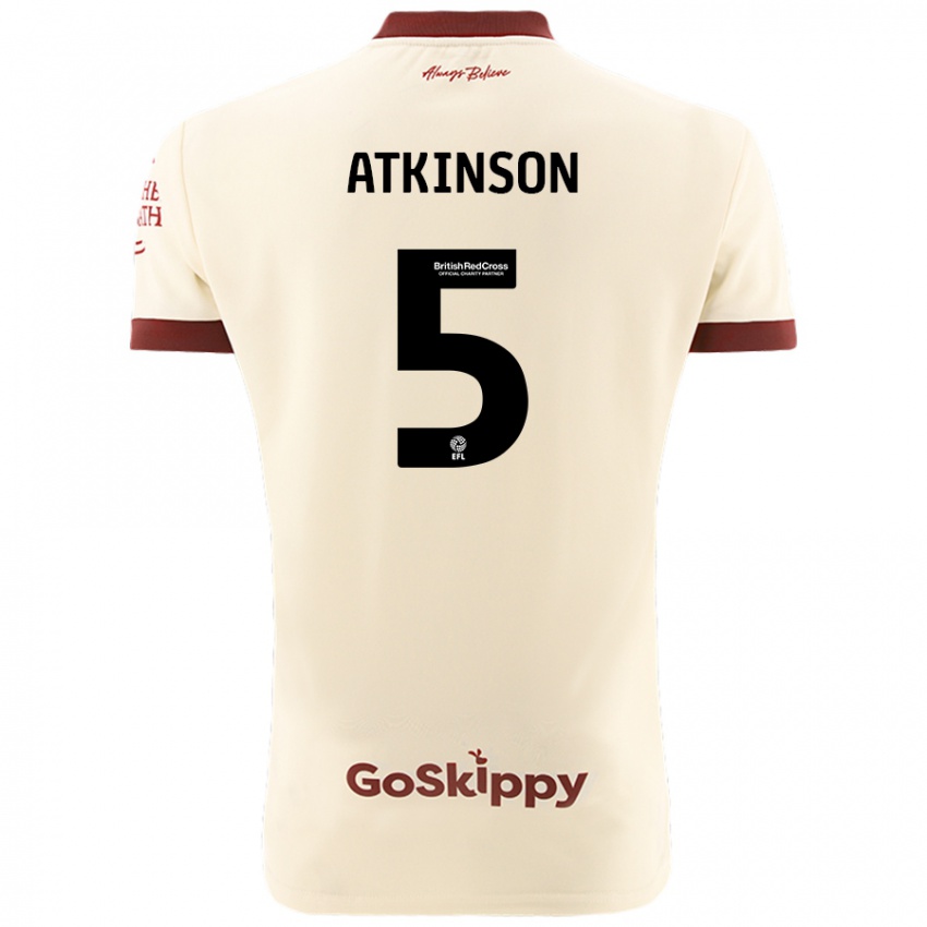 Kinder Rob Atkinson #5 Cremeweiß Auswärtstrikot Trikot 2024/25 T-Shirt