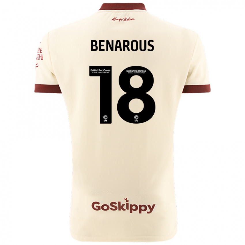 Kinder Ayman Benarous #18 Cremeweiß Auswärtstrikot Trikot 2024/25 T-Shirt