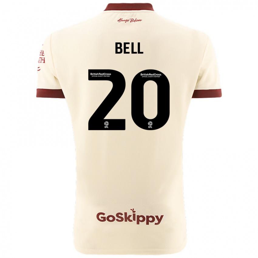 Kinder Sam Bell #20 Cremeweiß Auswärtstrikot Trikot 2024/25 T-Shirt