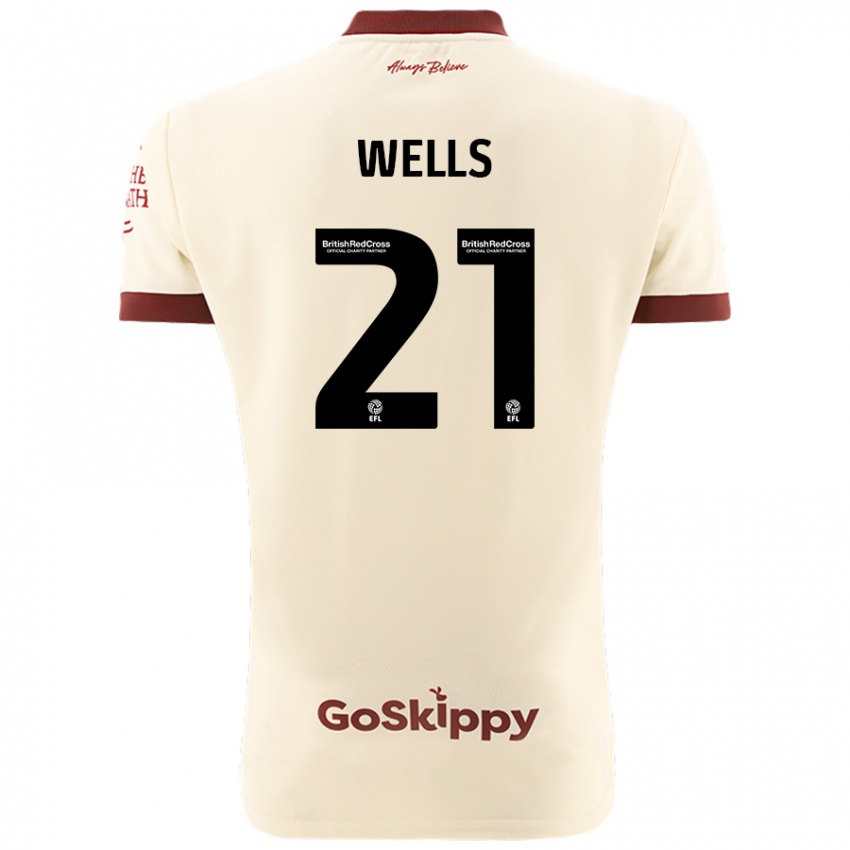 Kinder Nahki Wells #21 Cremeweiß Auswärtstrikot Trikot 2024/25 T-Shirt