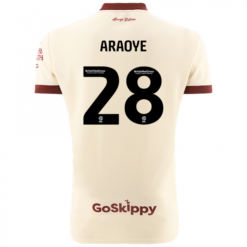 Kinder Raphael Araoye #28 Cremeweiß Auswärtstrikot Trikot 2024/25 T-Shirt