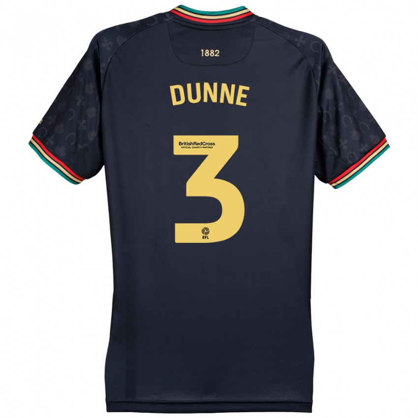 Kinder Jimmy Dunne #3 Dunkelmarineblau Auswärtstrikot Trikot 2024/25 T-Shirt