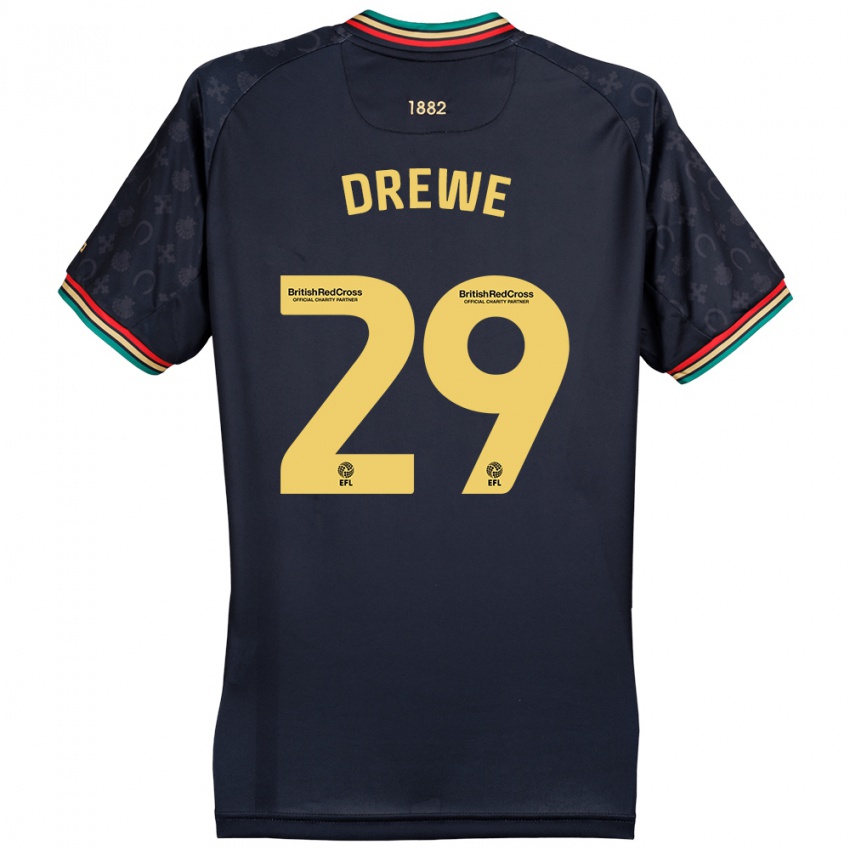 Kinder Aaron Drewe #29 Dunkelmarineblau Auswärtstrikot Trikot 2024/25 T-Shirt