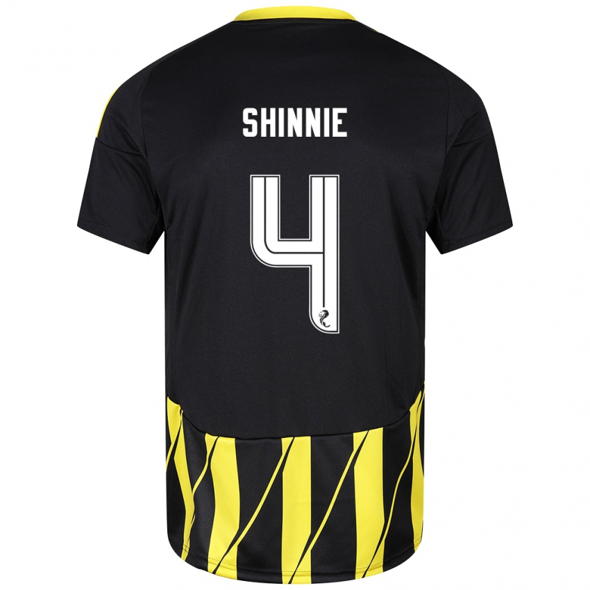 Kinder Graeme Shinnie #4 Schwarz Gelb Auswärtstrikot Trikot 2024/25 T-Shirt