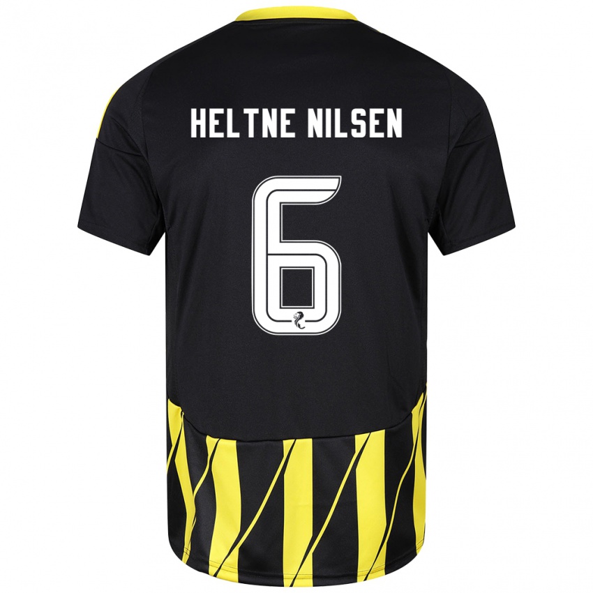 Kinder Sivert Heltne Nilsen #6 Schwarz Gelb Auswärtstrikot Trikot 2024/25 T-Shirt