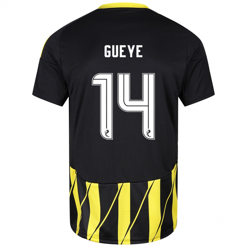 Kinder Pape Habib Gueye #14 Schwarz Gelb Auswärtstrikot Trikot 2024/25 T-Shirt