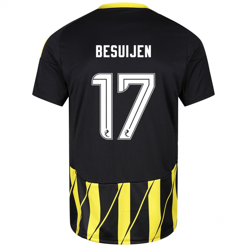 Kinder Vicente Besuijen #17 Schwarz Gelb Auswärtstrikot Trikot 2024/25 T-Shirt