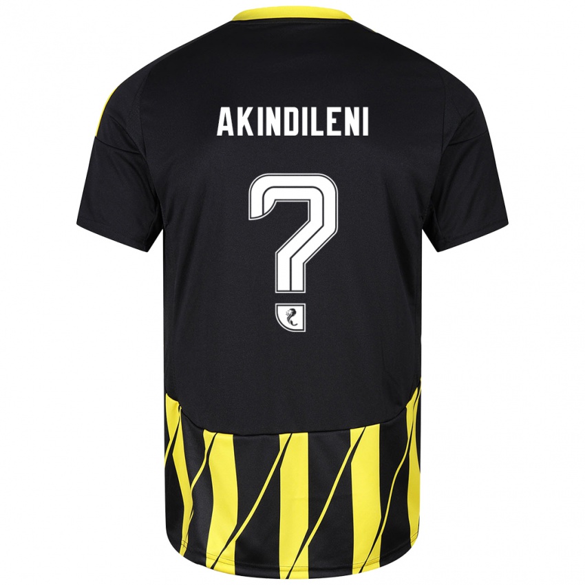 Kinder Timothy Akindileni #0 Schwarz Gelb Auswärtstrikot Trikot 2024/25 T-Shirt