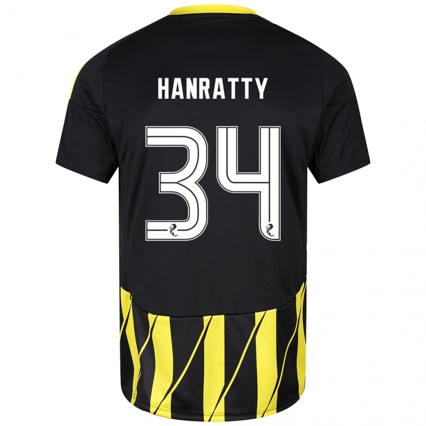 Kinder Kevin Hanratty #34 Schwarz Gelb Auswärtstrikot Trikot 2024/25 T-Shirt