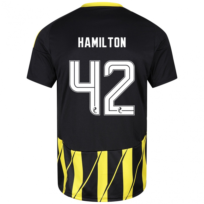 Kinder Brendan Hamilton #42 Schwarz Gelb Auswärtstrikot Trikot 2024/25 T-Shirt