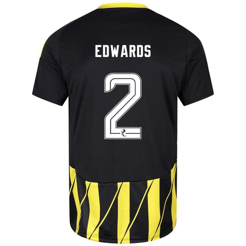 Kinder Lois Edwards #2 Schwarz Gelb Auswärtstrikot Trikot 2024/25 T-Shirt