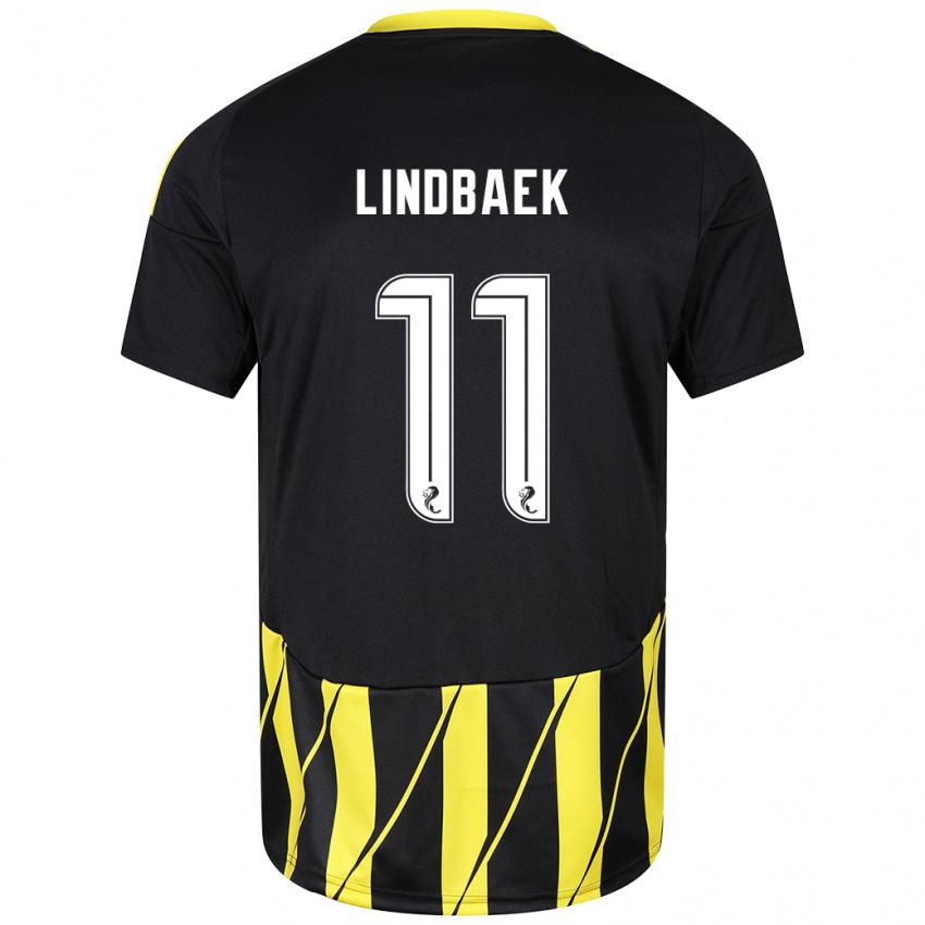 Kinder Adele Lindbaek #11 Schwarz Gelb Auswärtstrikot Trikot 2024/25 T-Shirt