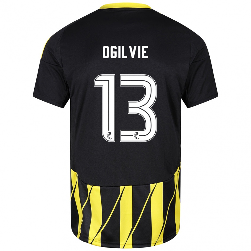 Kinder Francesca Ogilvie #13 Schwarz Gelb Auswärtstrikot Trikot 2024/25 T-Shirt