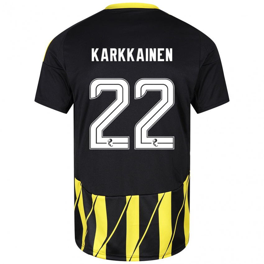 Kinder Elena Kärkkäinen #22 Schwarz Gelb Auswärtstrikot Trikot 2024/25 T-Shirt