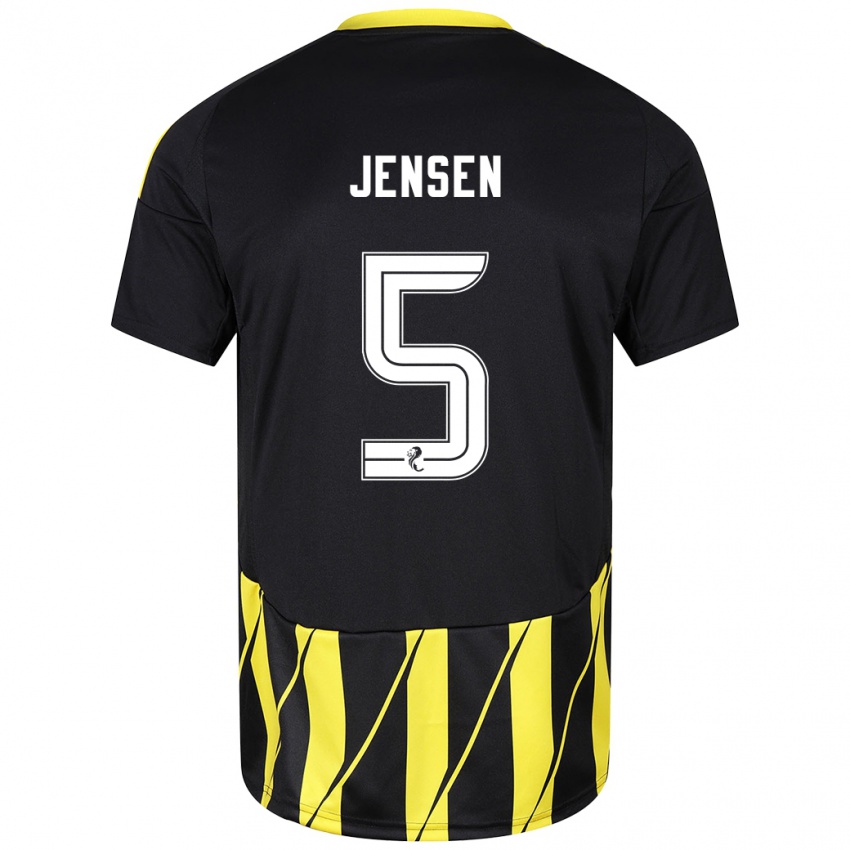 Kinder Richard Jensen #5 Schwarz Gelb Auswärtstrikot Trikot 2024/25 T-Shirt