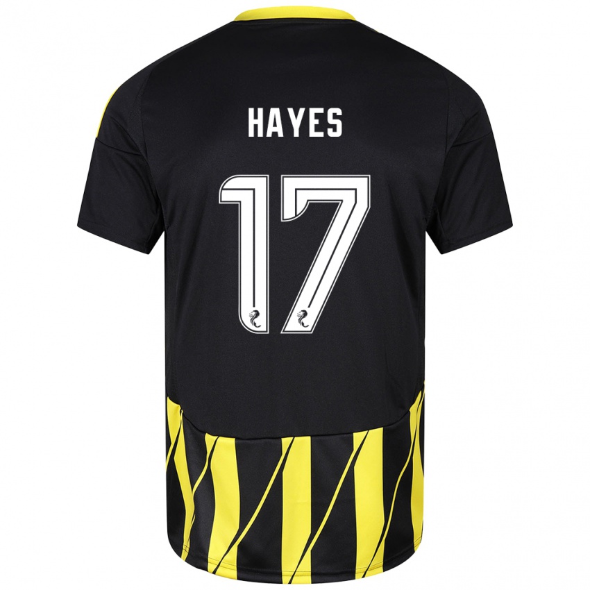 Kinder Jonny Hayes #17 Schwarz Gelb Auswärtstrikot Trikot 2024/25 T-Shirt