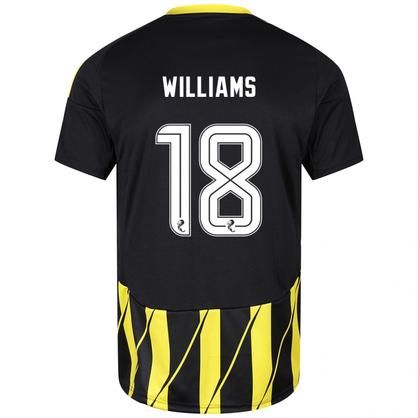 Kinder Rhys Williams #18 Schwarz Gelb Auswärtstrikot Trikot 2024/25 T-Shirt