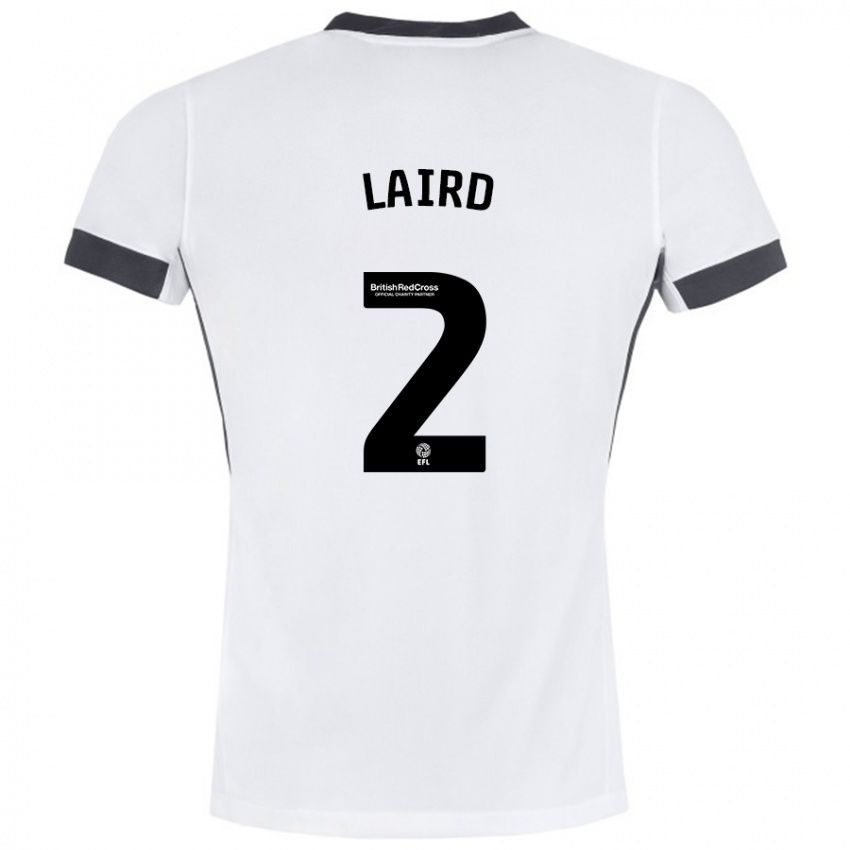 Kinder Ethan Laird #2 Weiß Schwarz Auswärtstrikot Trikot 2024/25 T-Shirt