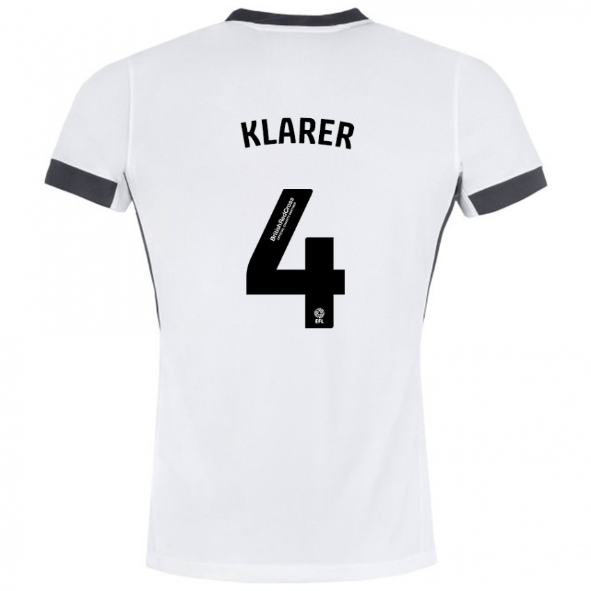 Kinder Christoph Klarer #4 Weiß Schwarz Auswärtstrikot Trikot 2024/25 T-Shirt