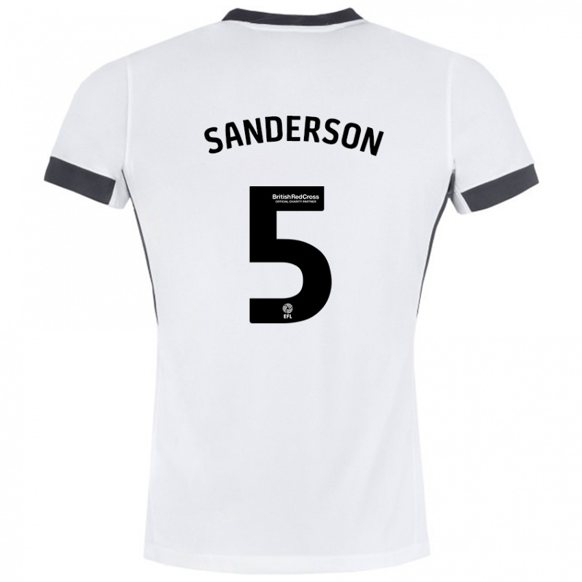 Kinder Dion Sanderson #5 Weiß Schwarz Auswärtstrikot Trikot 2024/25 T-Shirt