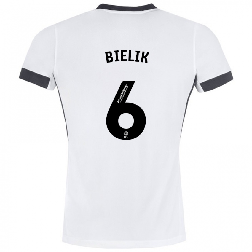 Kinder Krystian Bielik #6 Weiß Schwarz Auswärtstrikot Trikot 2024/25 T-Shirt