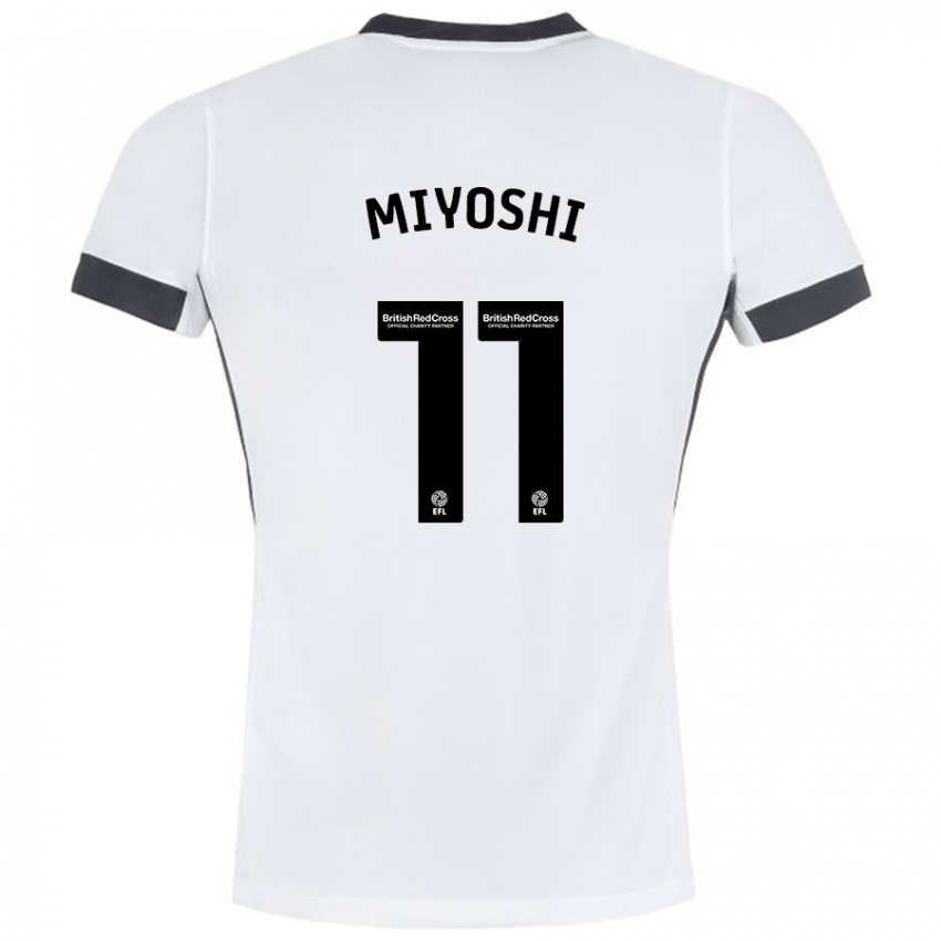 Kinder Koji Miyoshi #11 Weiß Schwarz Auswärtstrikot Trikot 2024/25 T-Shirt