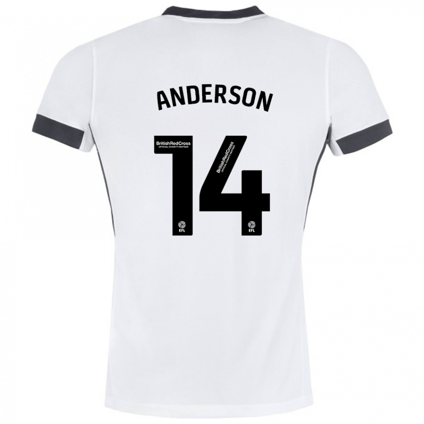 Kinder Keshi Anderson #14 Weiß Schwarz Auswärtstrikot Trikot 2024/25 T-Shirt