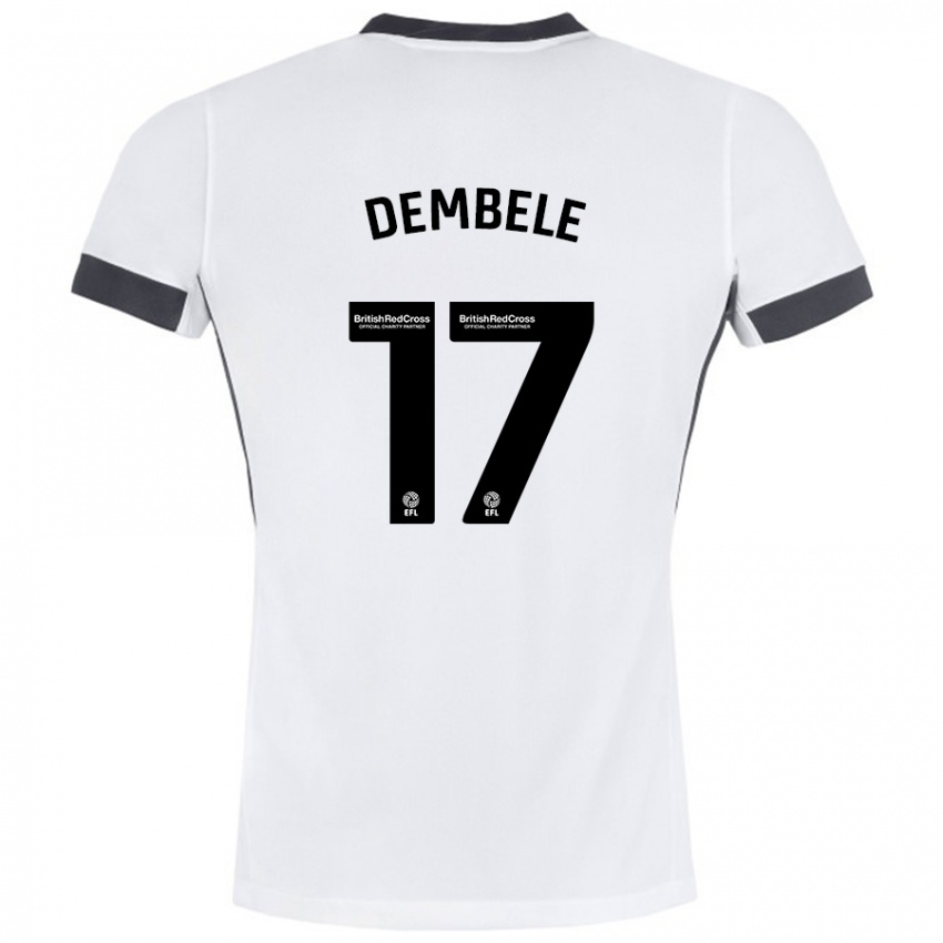 Kinder Siriki Dembélé #17 Weiß Schwarz Auswärtstrikot Trikot 2024/25 T-Shirt