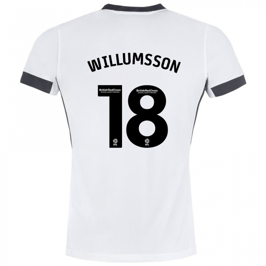 Kinder Willum Thór Willumsson #18 Weiß Schwarz Auswärtstrikot Trikot 2024/25 T-Shirt