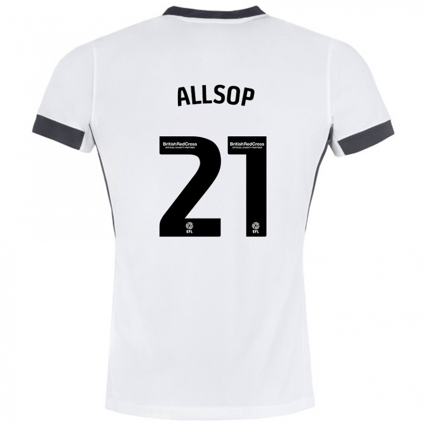 Kinder Ryan Allsop #21 Weiß Schwarz Auswärtstrikot Trikot 2024/25 T-Shirt